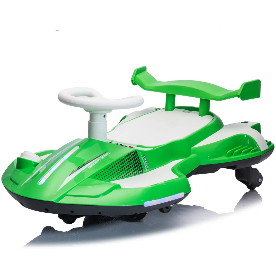 12V Kids Green Electric Scooter Ride With 360 Degree Drift Function