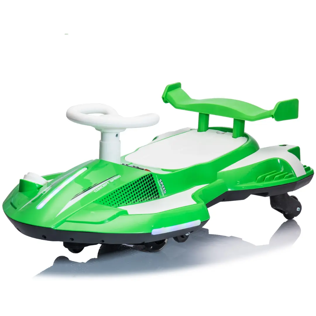 12V Kids Green Electric Scooter Ride With 360 Degree Drift Function