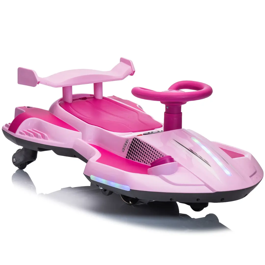 12V Kids Pink Electric Scooter Ride With 360 Degree Drift Function