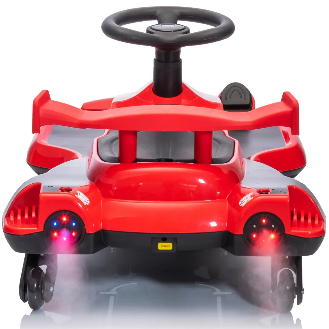12V Kids Red Electric Scooter Ride With 360 Degree Drift Function