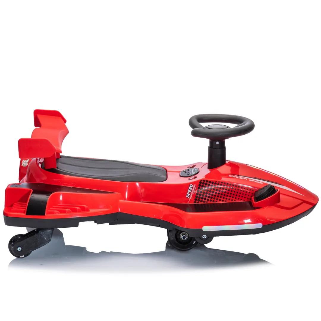 12V Kids Red Electric Scooter Ride With 360 Degree Drift Function