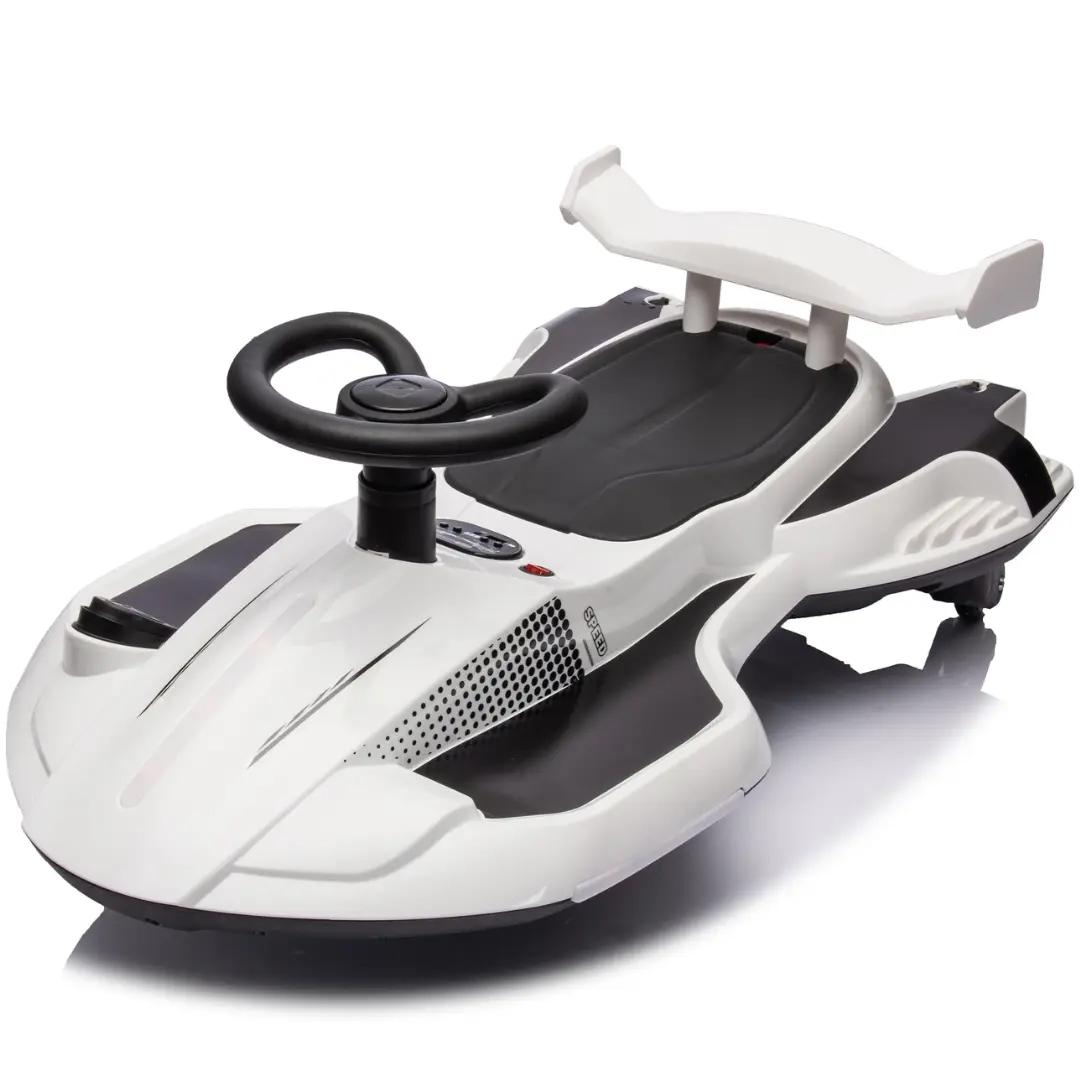 12V Kids Ride White Electric Scooter With 360 Degree Drift Function