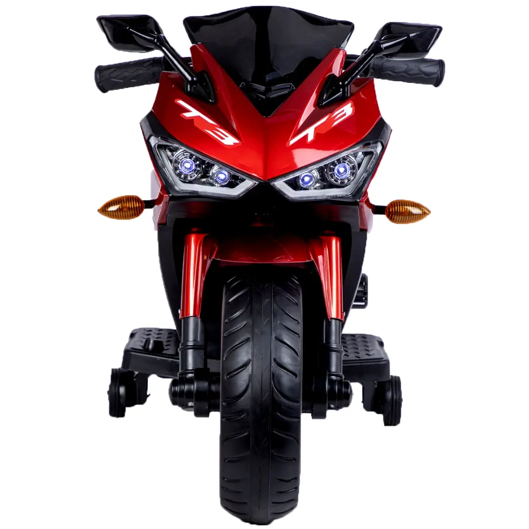 12V Red Motorcycle For Kids 3 To 6 Years With Training Wheels
