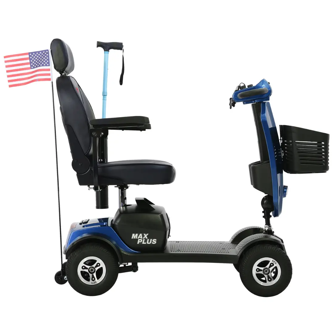 MAX PLUS BLUE Four Wheel Outdoor Compact Mobility Scooter