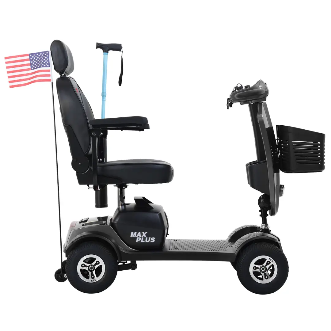 MAX PLUS GRAY Four Wheel Outdoor Compact Mobility Scooter